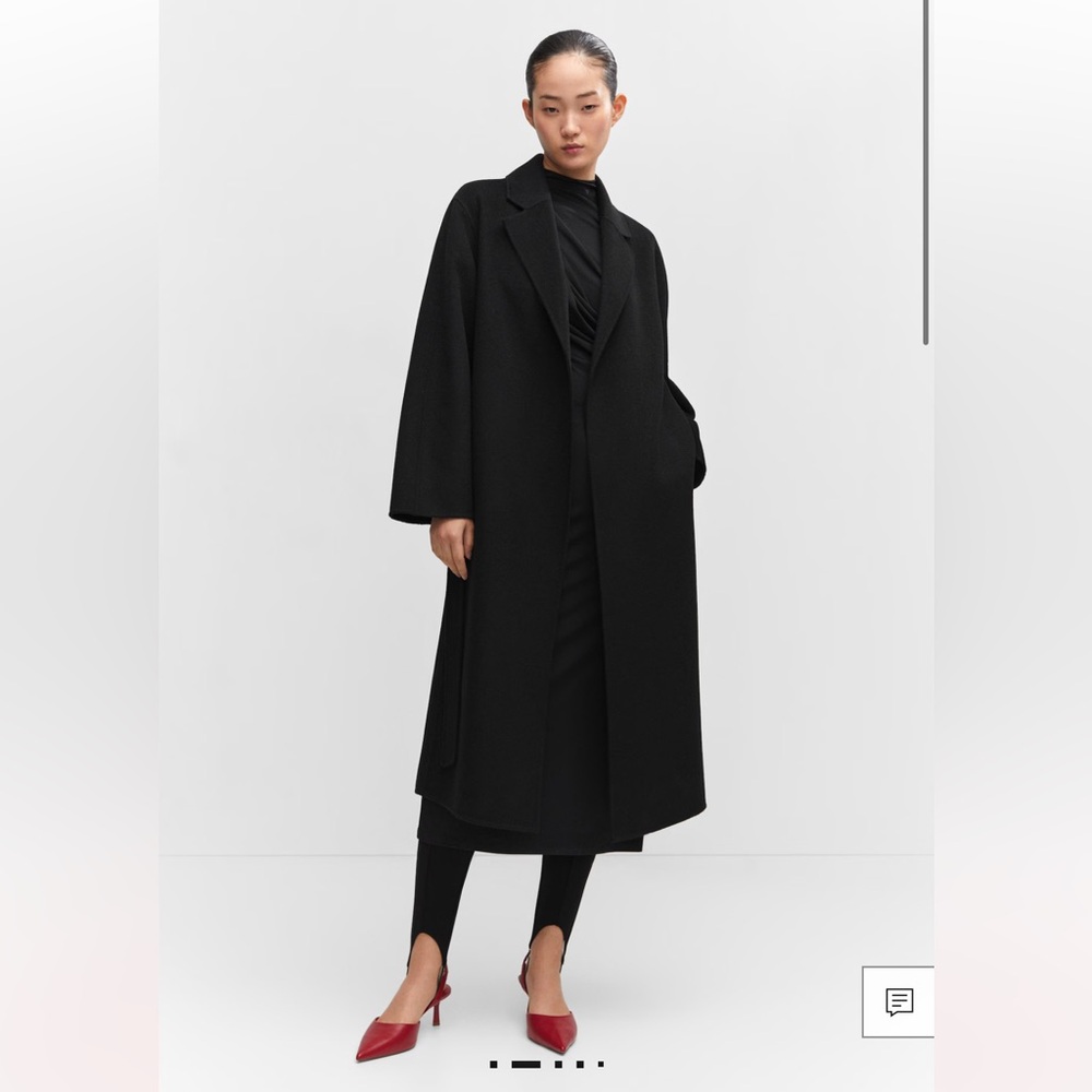 New Mango wool Black Belted Coat size XS - Picture 3 of 12